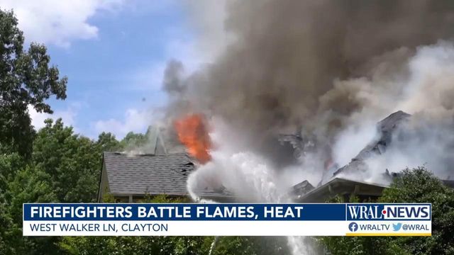 Firefighters battle flames, hot temps in Clayton
