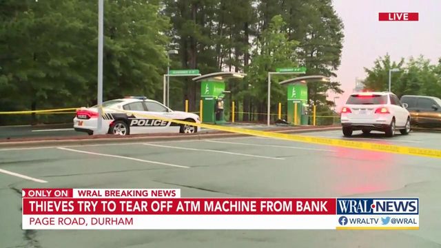 Thieves try to tear cover off ATM, leave pickup truck at Durham bank