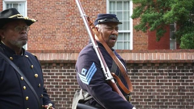 Re-enactors honor the service of the United States Colored Volunteers in New Bern