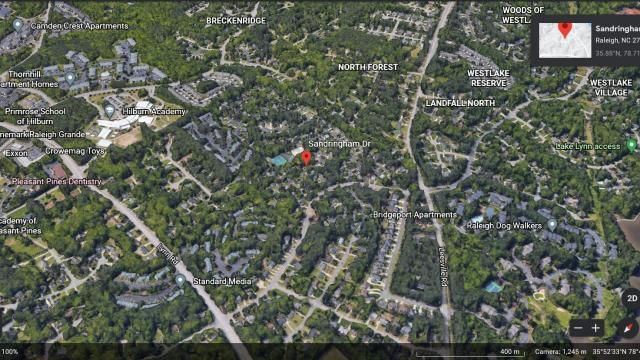 Map of the Raleigh neighborhood where the zebra cobra snake was last seen.