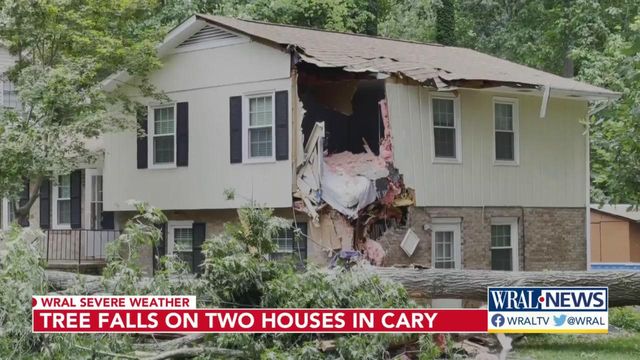 Tree falls on two homes in Cary 