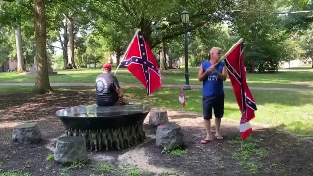 Men with Confederate flags threaten to vandalize Unsung Founders Memorial 