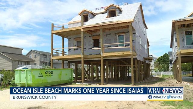 A year after flooding, fires, Ocean Isle Beach rebuilds