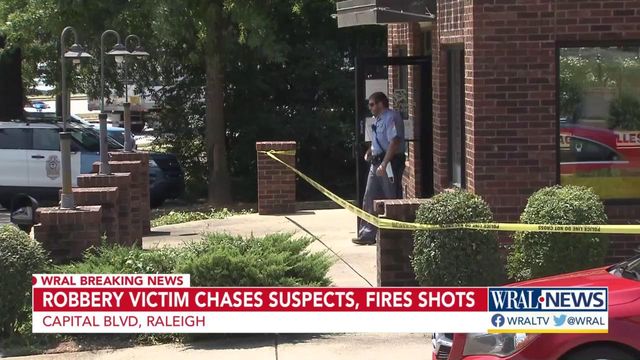 Robbery victim chases suspects, fires shots 