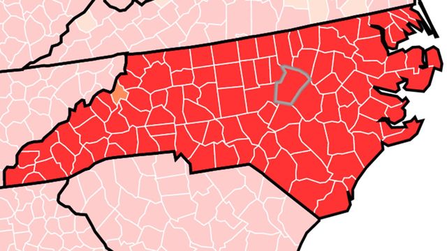 All but 1 NC county considered high virus transmission areas
