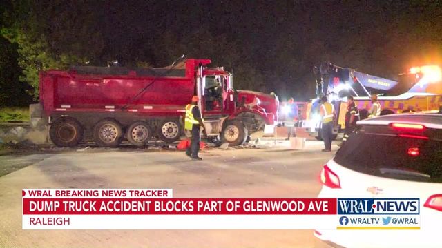 Dump truck crash blocks part of Glenwood Ave. for hours