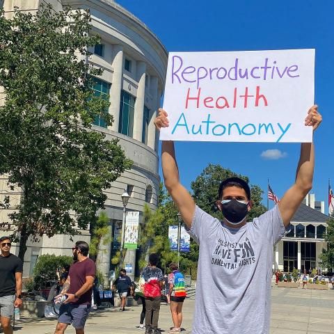 Around 1,000 people gathered to march at the Rally for Abortion Justice in downtown Raleigh on Friday. 