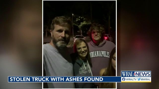 Stolen truck with ashes found in Wake County