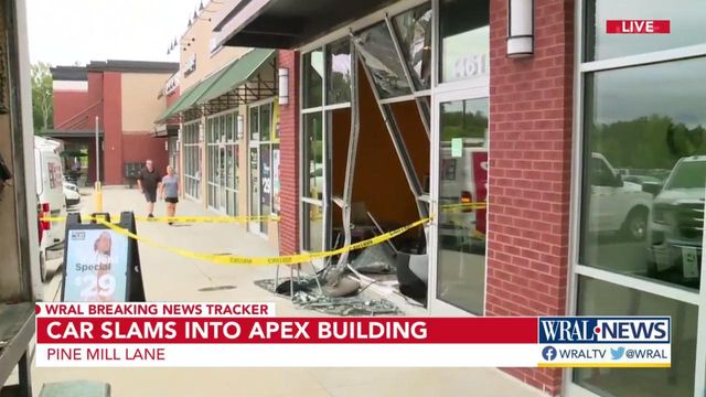 Vehicle plows into H&R Block at Apex shopping center