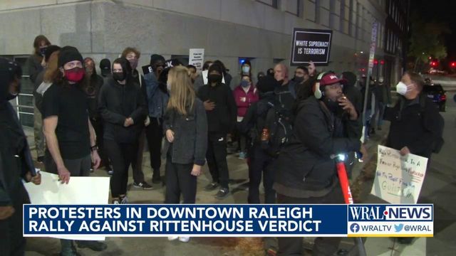 Raleigh protesters rally against Rittenhouse jury decision 