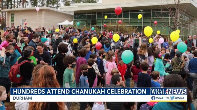 Hundreds gather for Hanukkah celebration in Durham 