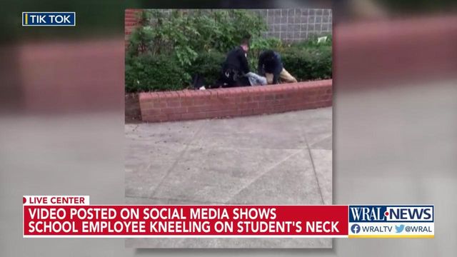 Social media video shows Panther Creek High School employee placing knee on student's neck