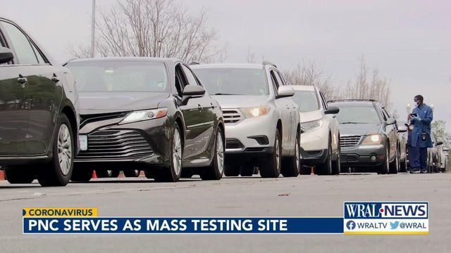 PNC opens as mass COVID testing site; people still in line after closing time
