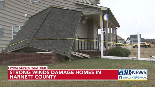 Strong winds damage homes in Harnett County