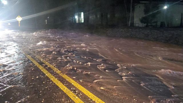 Viewer video shows speed of rushing water