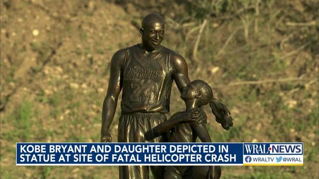 Statue of Kobe Bryant and daughter at site of fatal helicopter crash