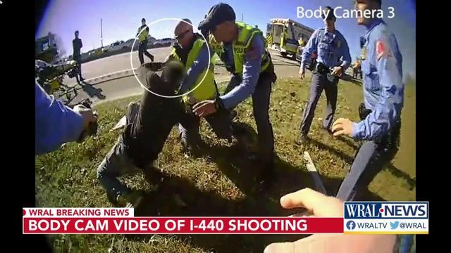 Body camera video shows man shot, killed by police nearly stabbing officer