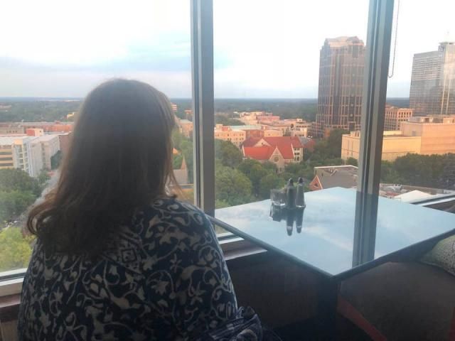 The Holiday Inn provided a view of downtown Raleigh from 20 stories in the air.