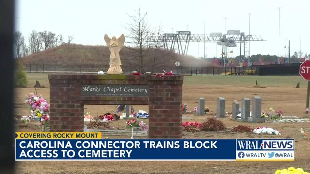 Church can't access cemetery due to trains blocking the entrance