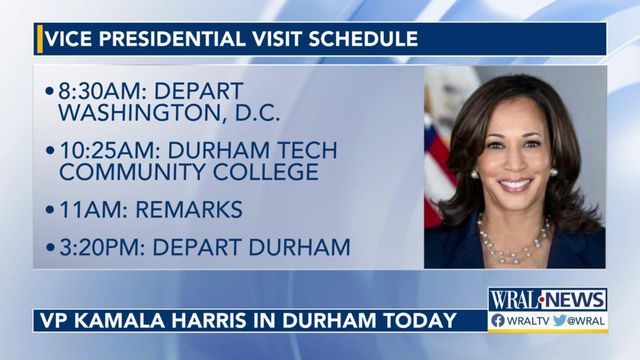 Vice President Kamala Harris visiting Durham on Wednesday