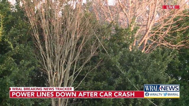 Crash in Johnston County brings down power lines
