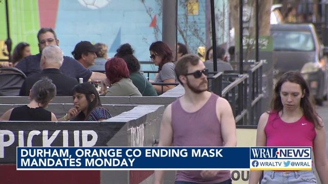 Durham, Orange County ending mask mandates Monday