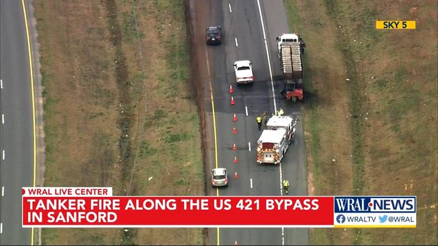 Truck catches fire on US 421 in Sanford