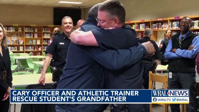 Cary officer and athletic trainer save life of student's grandfather