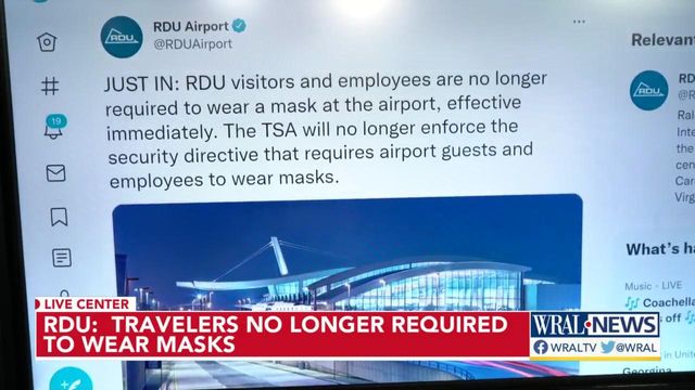 Masks no longer required at Raleigh-Durham International Airport