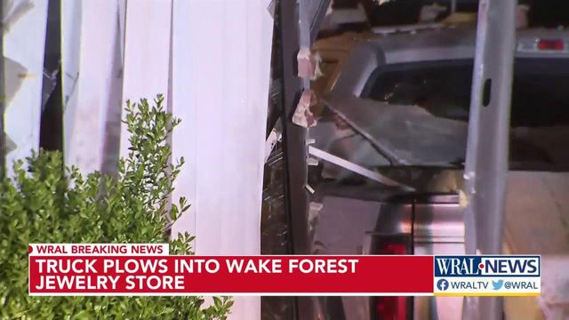 Truck plows into Wake Forest jewelry store