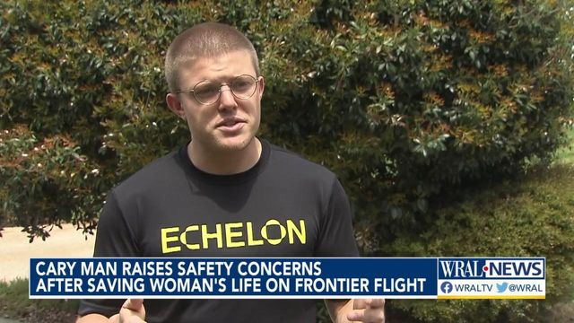 Cary man raises safety concerns after saving woman's life on Frontier Airlines flight