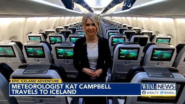 WRAL meteorologist Kat Campbell onboard first Icelandair flight departing RDU 