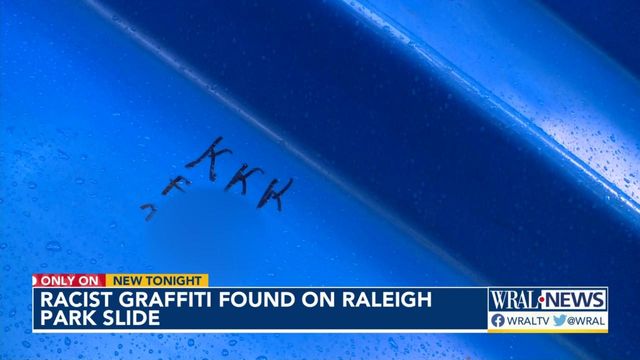 Slide at Raleigh park vandalized with racist graffiti 