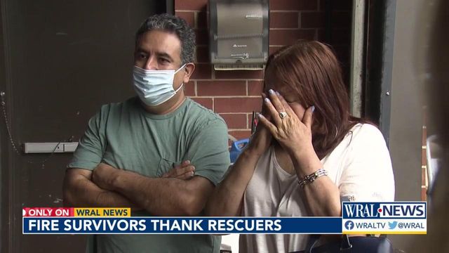 Emotional moment: Couple thanks the firefighters who saved them