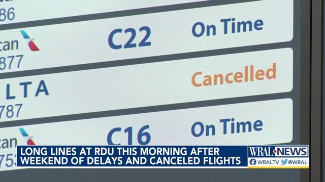 Fewer delays, cancelations reported Monday at RDU