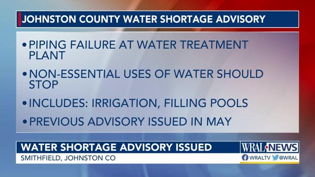 Water shortage advisory issued in Johnston County