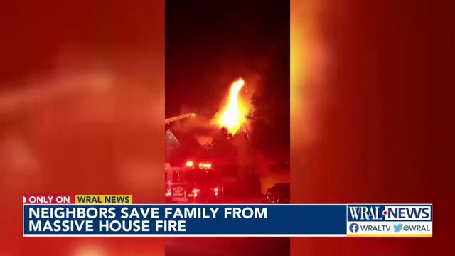 Neighbors save family from massive Raleigh house fire
