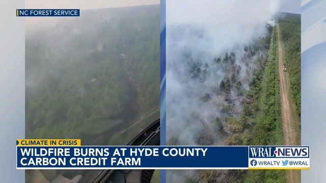 Wildfire burns at Hyde County carbon credit farm
