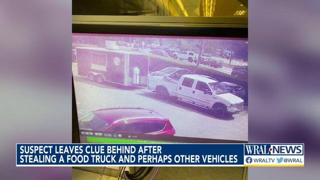 Thief leaves behind clues after stealing food truck, possibly other vehicles 