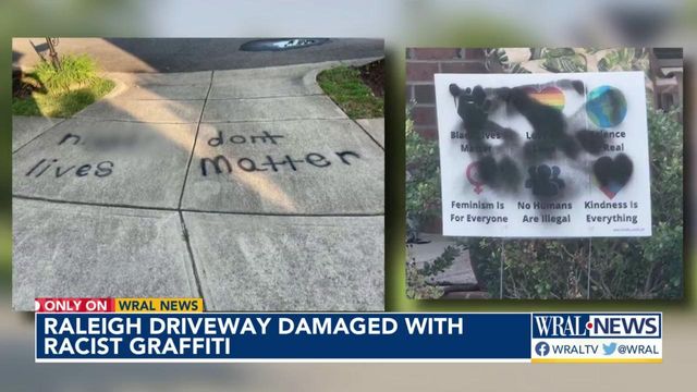 Raleigh driveway damaged with racist graffiti 