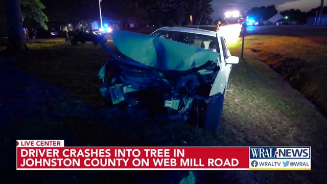 Driver crashes into tree in Johnston County