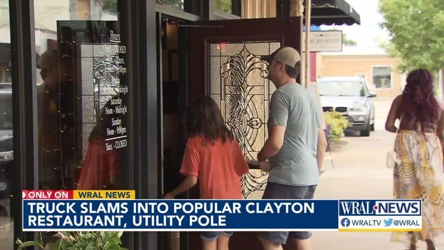 Truck slams into popular Clayton restaurant 