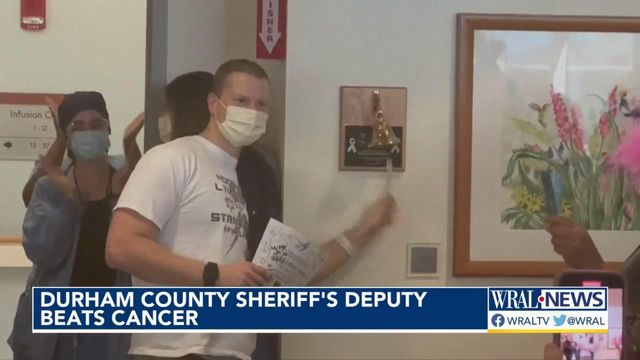 Dozens come to UNC Health to celebrate Durham deputy beating cancer 