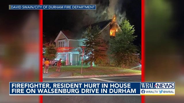 Dozens of firefighters battle housefire in Durham; 1 injured 