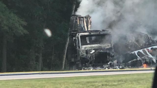 Tractor-trailer fire closes I-85 in Granville County