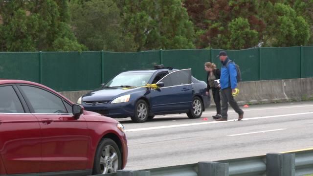 Crime scene tape blocks portion of Durham exit ramp at I-85