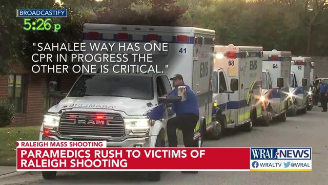Paramedics rush to aid of victims with shooter still at large