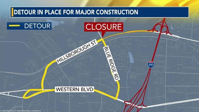 Project to close parts of Blue Ridge Road, Hillsborough Street over two-year period