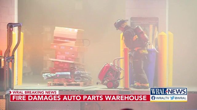 Fire damages auto parts warehouse in Cary