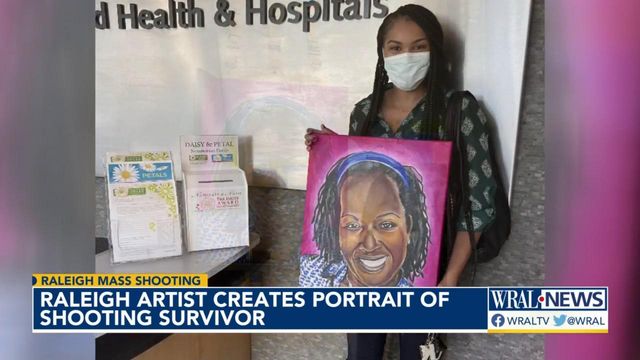 Raleigh artist gives portrait to injured survivor of Hedingham mass shooting